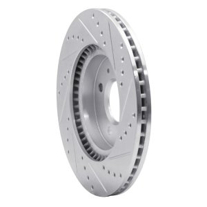 Hyundai Accent Brake Rotor (1) - Front Left - R1 Concepts - Drilled & Slotted - Silver - `12-`23